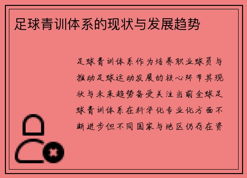 足球青训体系的现状与发展趋势