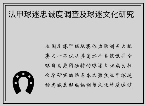 法甲球迷忠诚度调查及球迷文化研究